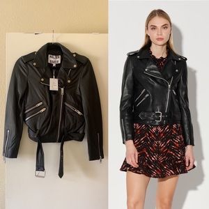 NWT Walter baker Allison real leather jacket in black with silver hardware